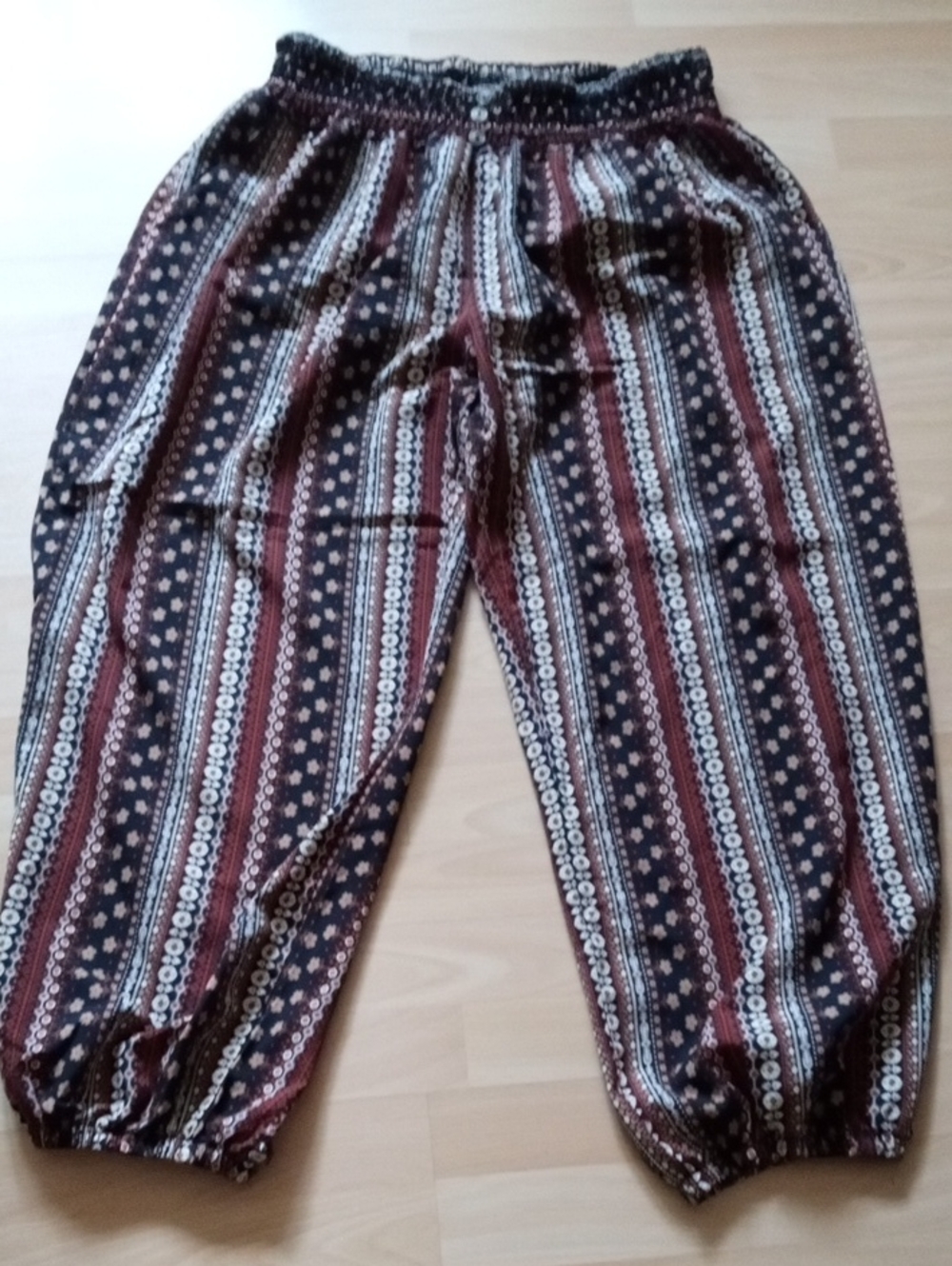 💲1⃣▶Boho Striped Ankle Pants - Black & Brown